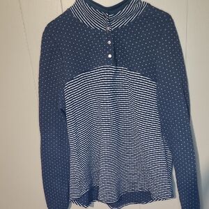 Maurices Navy and White Striped & Polka Dot Long Sleeve Top